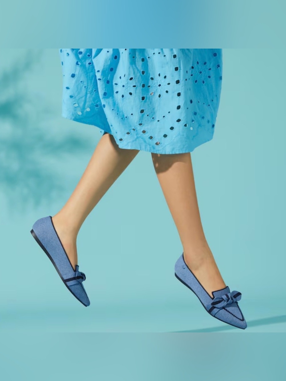 VIVAIA Pointed Toe Bow Loafers (Michelle 2.0) Denim Navy - Picture 2 of 7